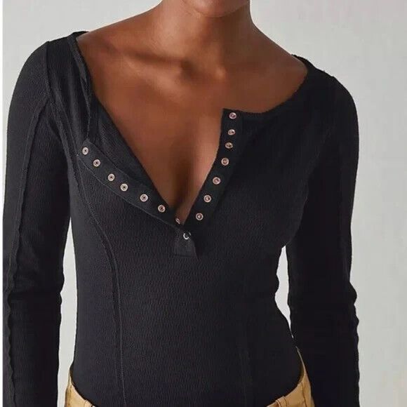 Free People Sloane Bodysuit Black New with Tags - Picture 3 of 7